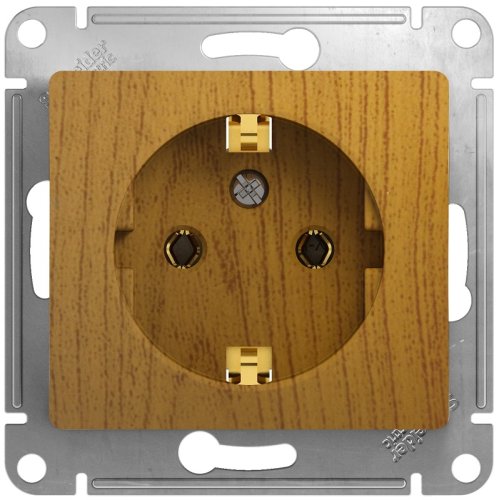 Розетка с заземлением без рамки Systeme Electric Glossa 1-м. дерево фото Розетка с заземлением без рамки Systeme Electric Glossa 1-м. дерево картинка